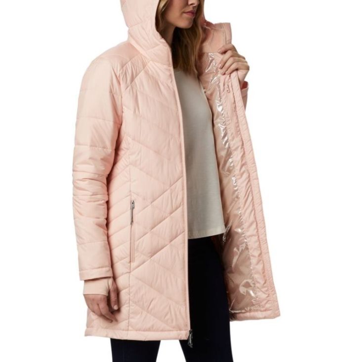 Jaqueta Isolada Columbia Heavenly™ Long Encapuzado Jaqueta Feminino Luz Coral Portugal | 122874-1TMB