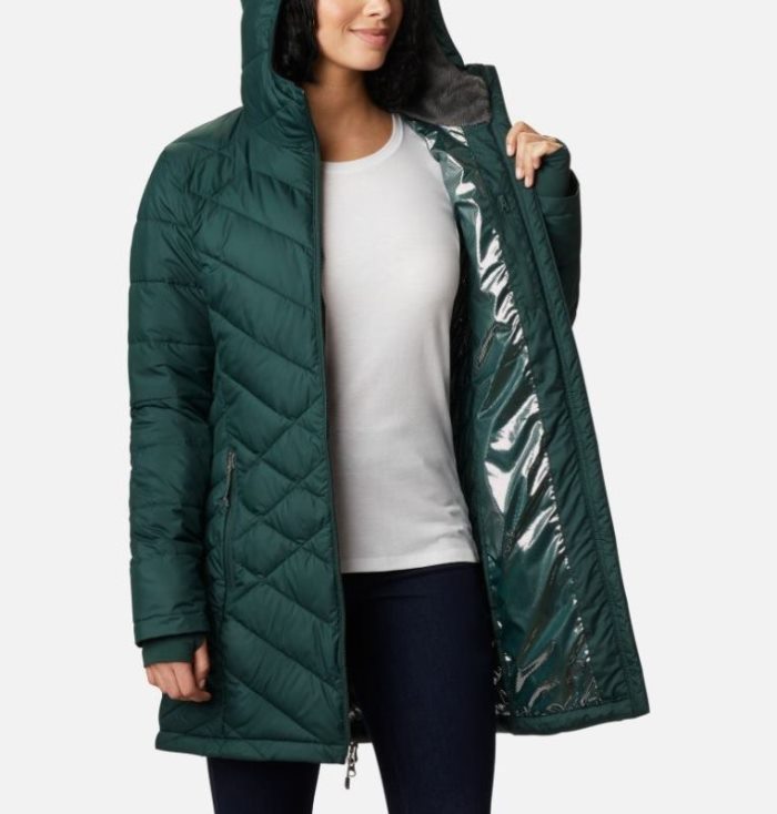 Jaqueta Isolada Columbia Heavenly™ Long Encapuzado Jaqueta Feminino Verdes Portugal | 180649-VQKK