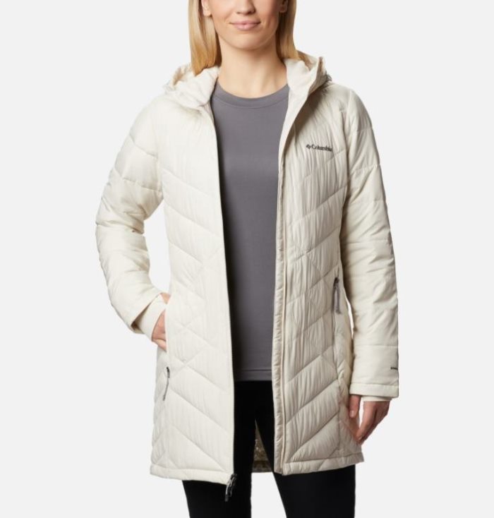 Jaqueta Isolada Columbia Heavenly™ Long Encapuzado Jaqueta Feminino Creme Portugal | 186360-GRC4