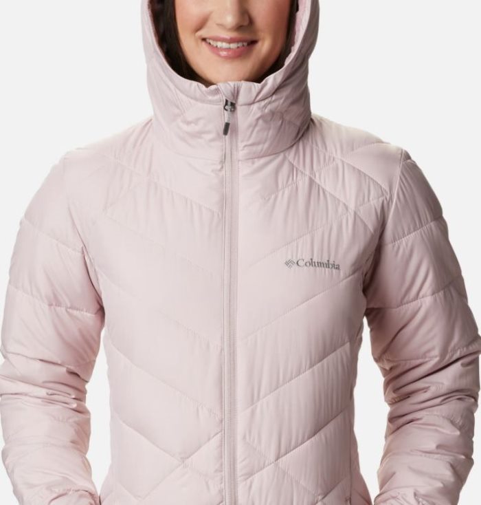 Jaqueta Isolada Columbia Heavenly™ Long Encapuzado Jaqueta Feminino Luz Rosa Portugal | 194064-UQLE