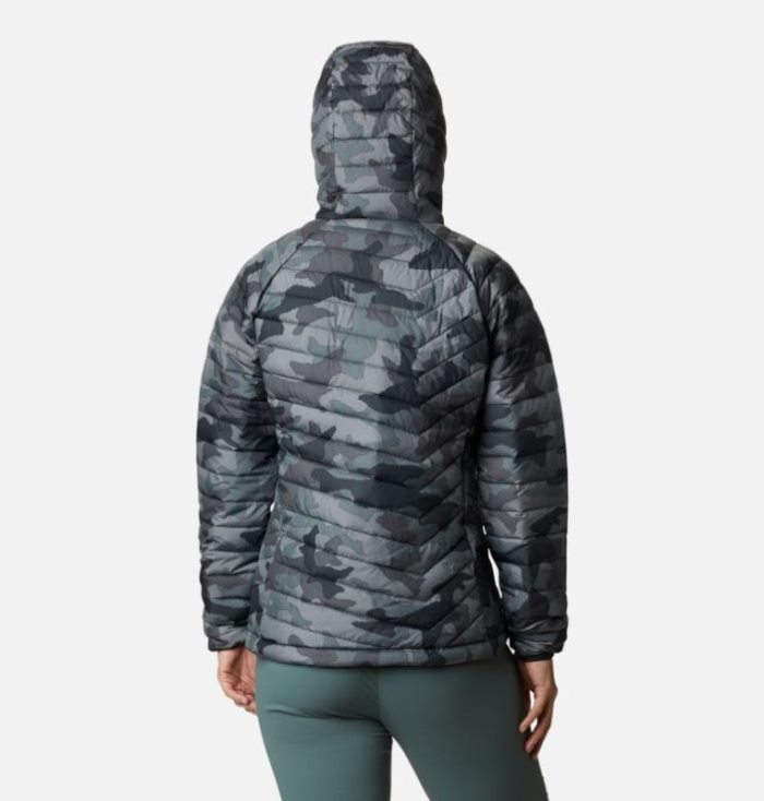 Jaqueta Isolada Columbia Powder Lite™ Encapuzado Jaqueta Feminino Pretas Camufladas Portugal | 187062-M7JS