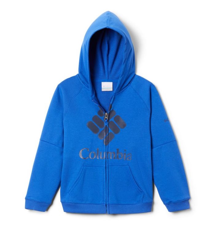 Moletom Com Capuz Columbia Branded French Terry Full Zip Hoodie Criança Azuis Portugal | 174754-Q73H