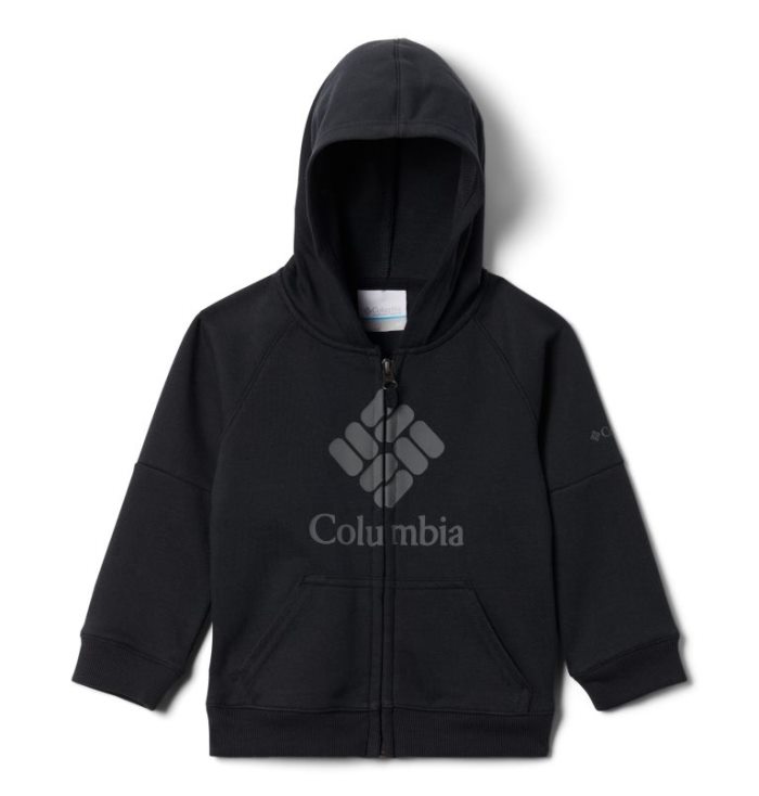 Moletom Com Capuz Columbia Branded French Terry Full Zip Hoodie Criança Pretas Portugal | 195067-4JMA