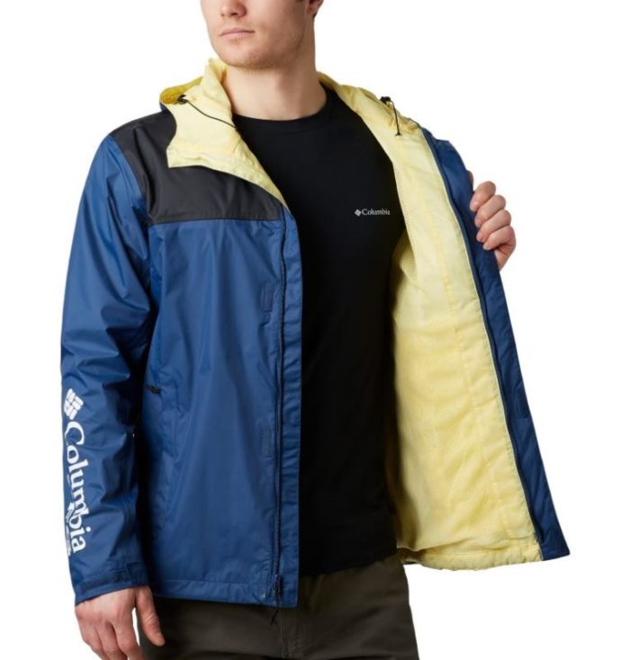 Capa De Chuva Columbia PFG Storm™ Jaqueta Masculino Azul Marinho Amarelas Portugal | 112102-R5HK