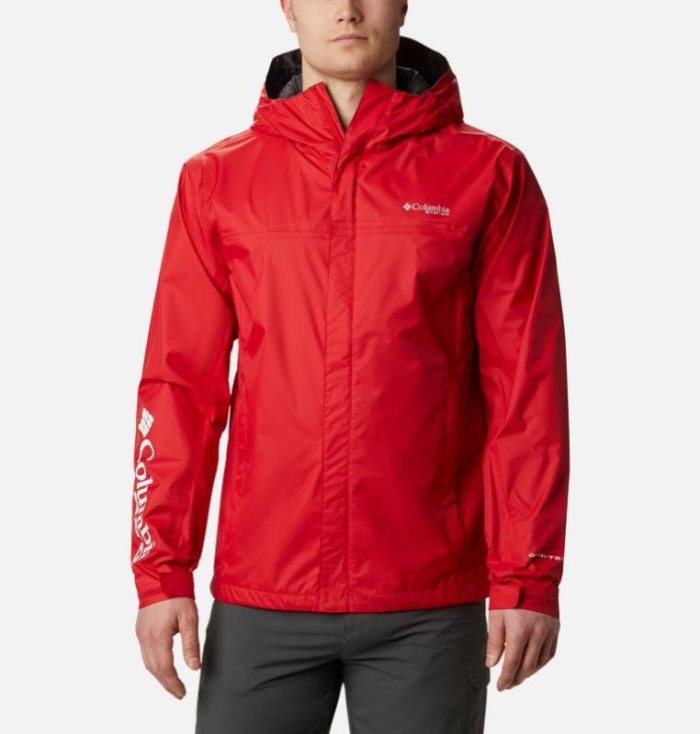 Capa De Chuva Columbia PFG Storm™ Jaqueta Masculino Vermelhas Cinzentas Escuro Portugal | 195079-OS60