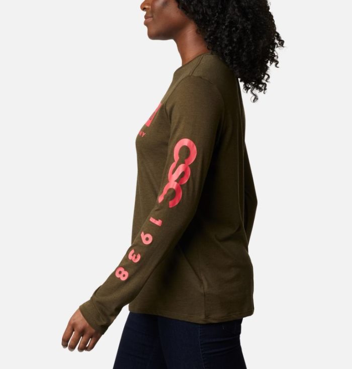 Camisetas Columbia Autumn Trek™ Long Sleeve Relaxed T-Shirt Feminino Verde Oliva Verdes Portugal | 103658-OCLT