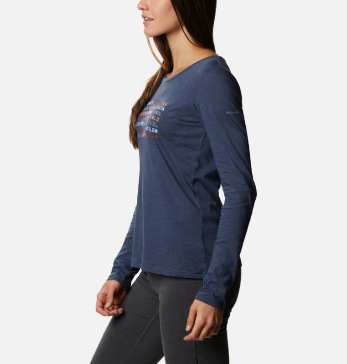 Camisetas Columbia Blustery Peak™ Long Sleeve Shirt Feminino Azuis Escuro Portugal | 110095-EHIP