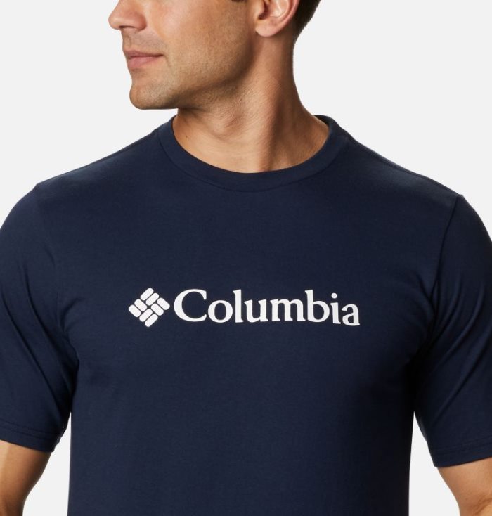 Camisetas Columbia CSC Basic Logo™ Curta Sleeve Masculino Azul Marinho Branco Portugal | 109300-PDN1