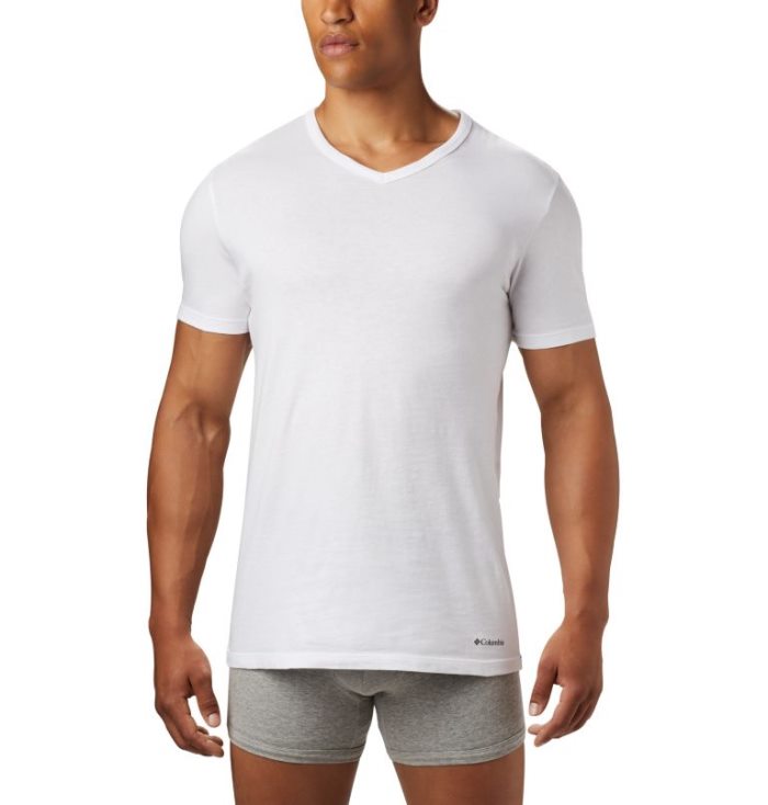 Camisetas Columbia Classicos Fit V-Neck Tee Masculino Branco Portugal | 108350-6QP2