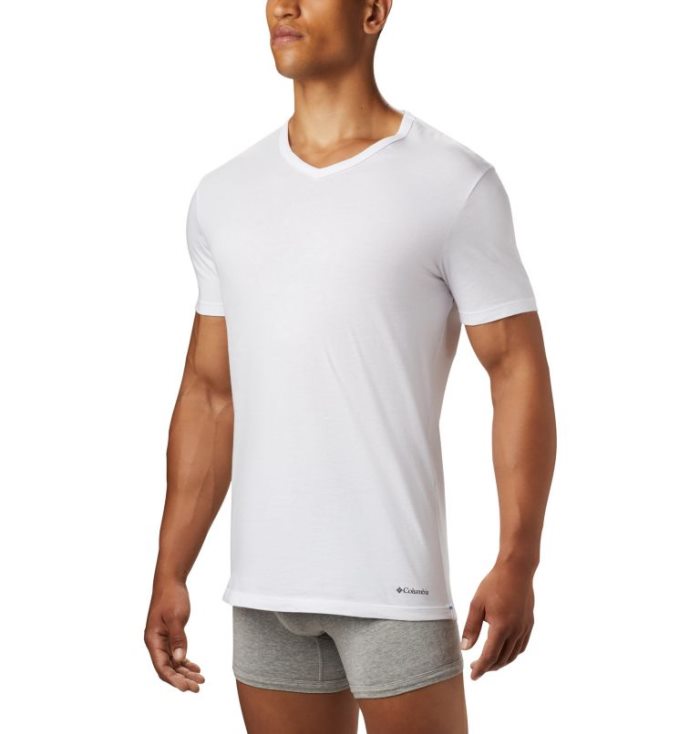 Camisetas Columbia Classicos Fit V-Neck Tee Masculino Branco Portugal | 108350-6QP2