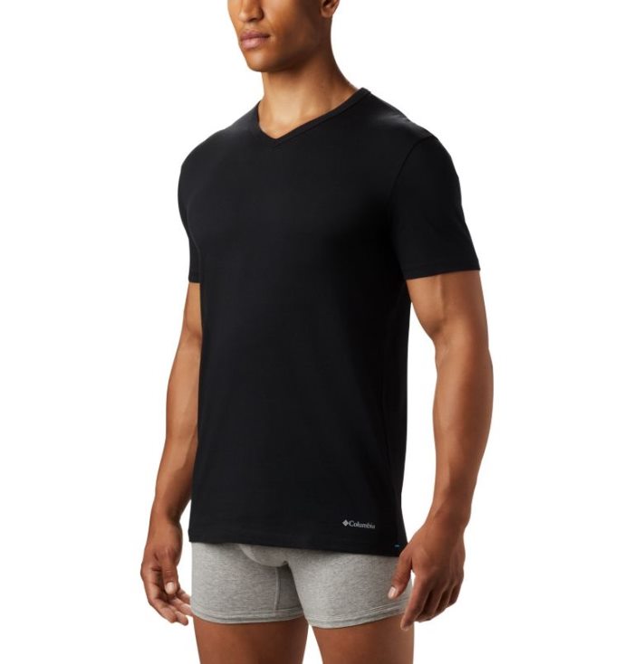 Camisetas Columbia Classicos Fit V-Neck Tee Masculino Pretas Portugal | 158387-PLP1