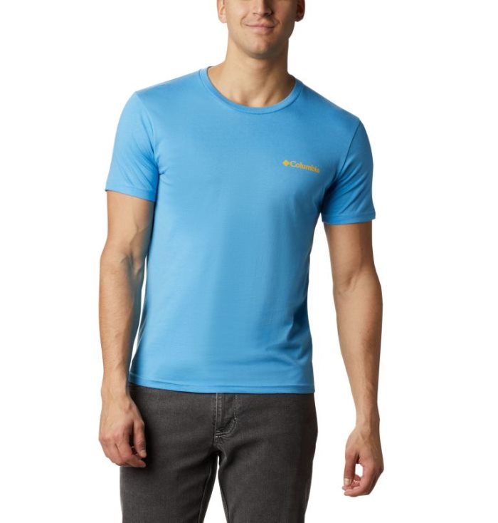 Camisetas Columbia Cliffed T-Shirt Masculino Azuis Escuro Portugal | 149251-O253