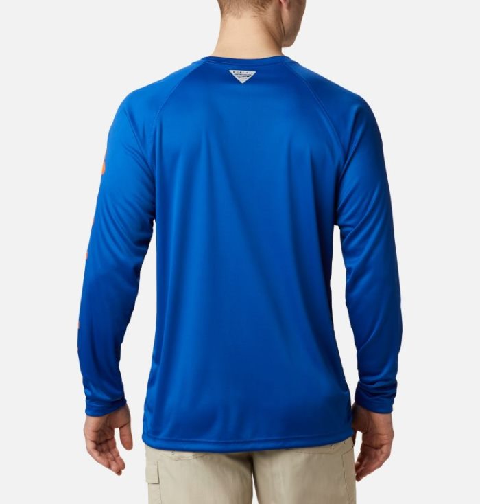 Camisetas Columbia Collegiate PFG Terminal Tackle™ Long Sleeve Shirt Masculino Azuis Laranja Portugal | 114223-OV6X