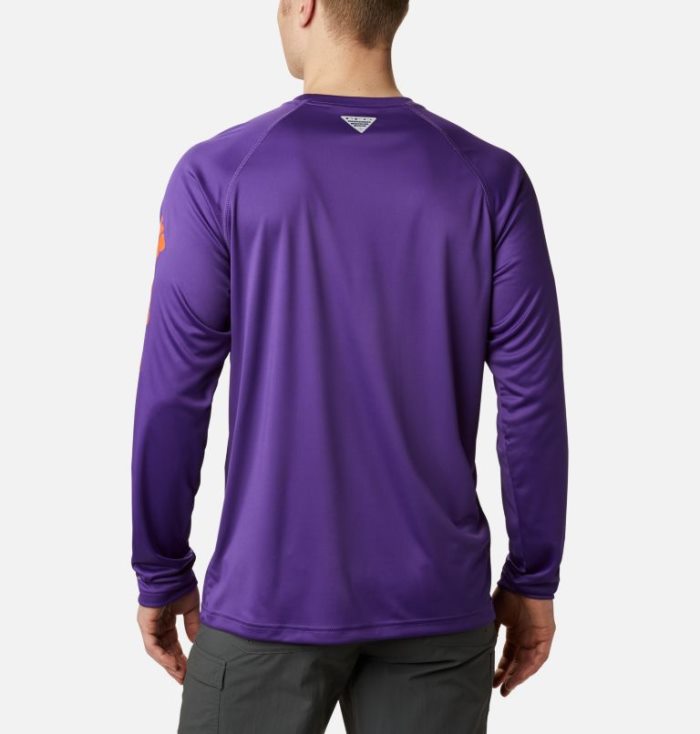 Camisetas Columbia Collegiate PFG Terminal Tackle™ Long Sleeve Shirt Masculino Roxo Laranja Portugal | 178787-8OY1