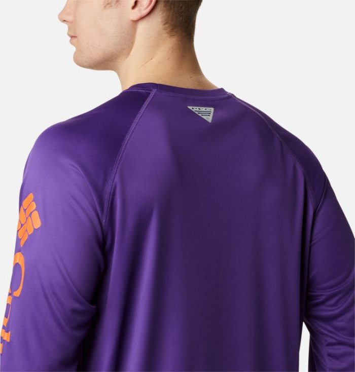 Camisetas Columbia Collegiate PFG Terminal Tackle™ Long Sleeve Shirt Masculino Roxo Laranja Portugal | 178787-8OY1