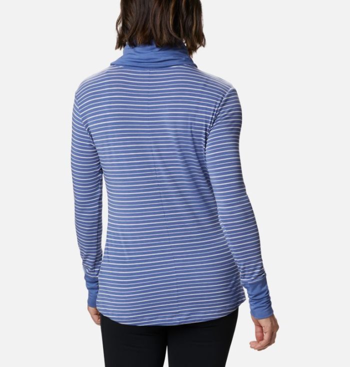 Camisetas Columbia Essential Elements™ Listrado Long Sleeve Shirt Feminino Azul Marinho Azuis Portugal | 172036-Z224