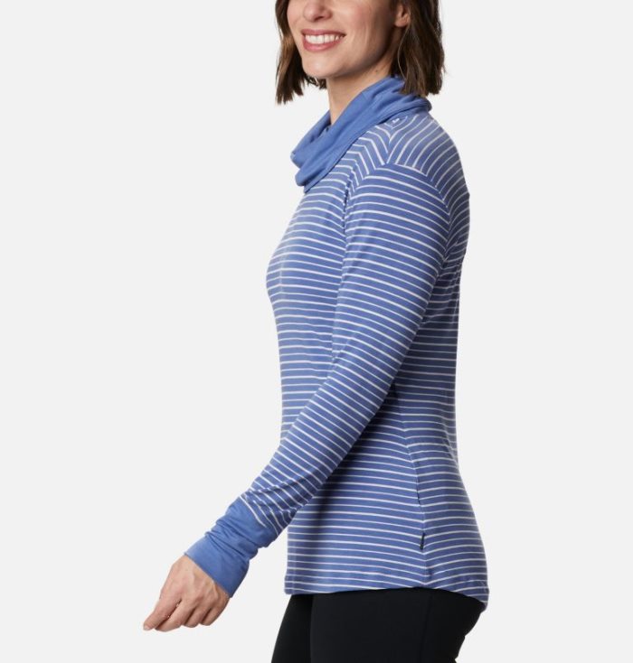 Camisetas Columbia Essential Elements™ Listrado Long Sleeve Shirt Feminino Azul Marinho Azuis Portugal | 172036-Z224