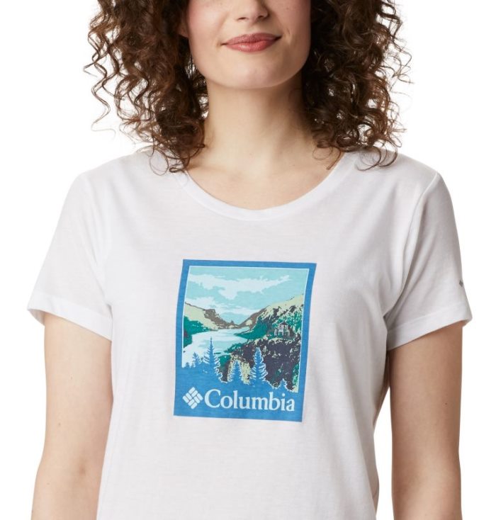 Camisetas Columbia Hidden Lake™ Crew Tee Feminino Branco Portugal | 169494-6JLN