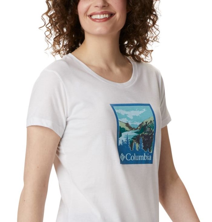 Camisetas Columbia Hidden Lake™ Crew Tee Feminino Branco Portugal | 169494-6JLN