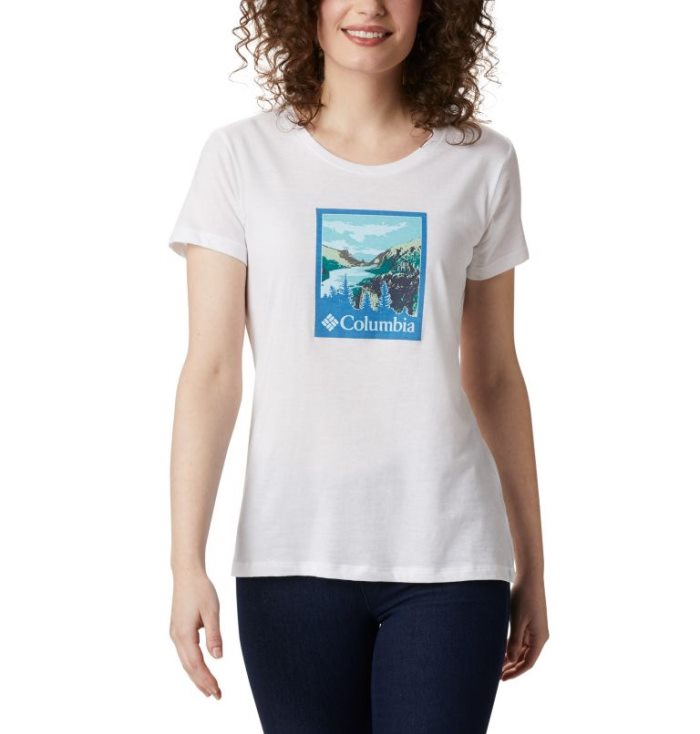 Camisetas Columbia Hidden Lake™ Crew Tee Feminino Branco Portugal | 169494-6JLN