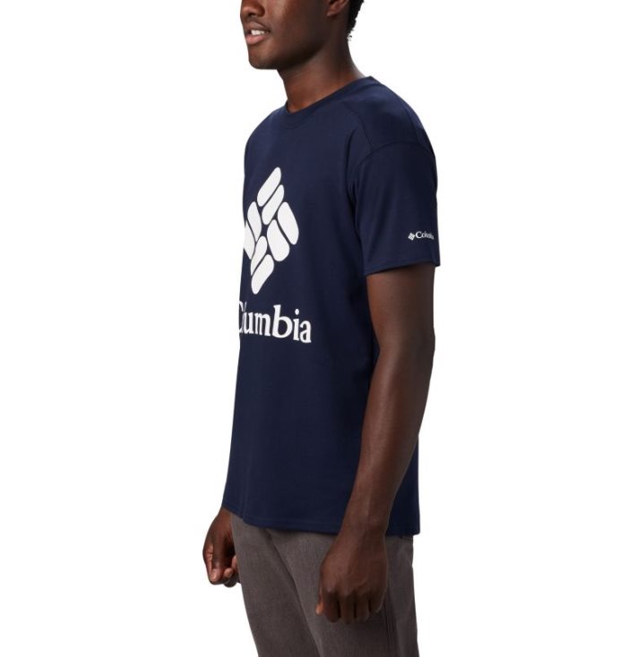 Camisetas Columbia Lodge™ Logo Tee Masculino Azul Marinho Branco Portugal | 191889-MNIY