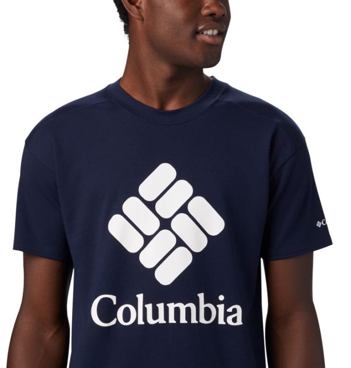 Camisetas Columbia Lodge™ Logo Tee Masculino Azul Marinho Branco Portugal | 191889-MNIY