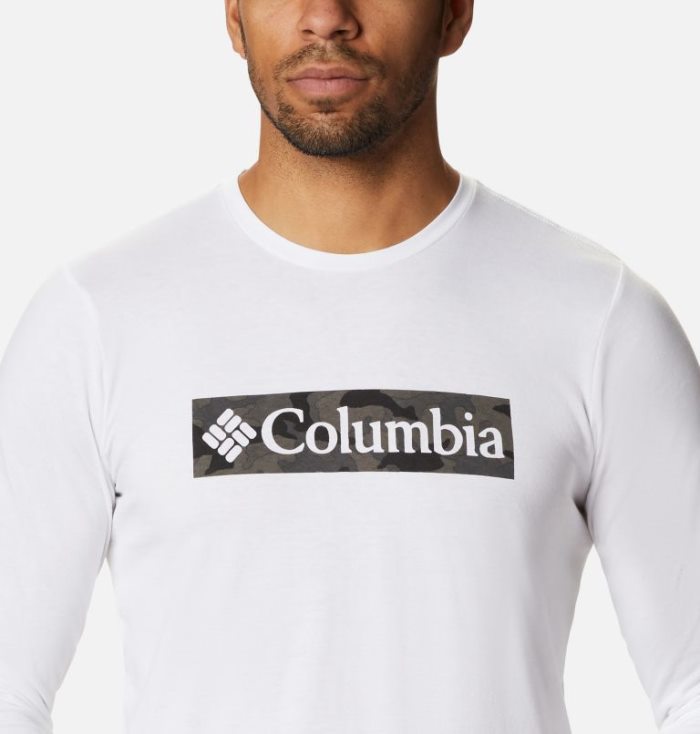 Camisetas Columbia Lookout Point™ Long Sleeve Gráficas T-Shirt Masculino Branco Camufladas Portugal | 111442-EW4R