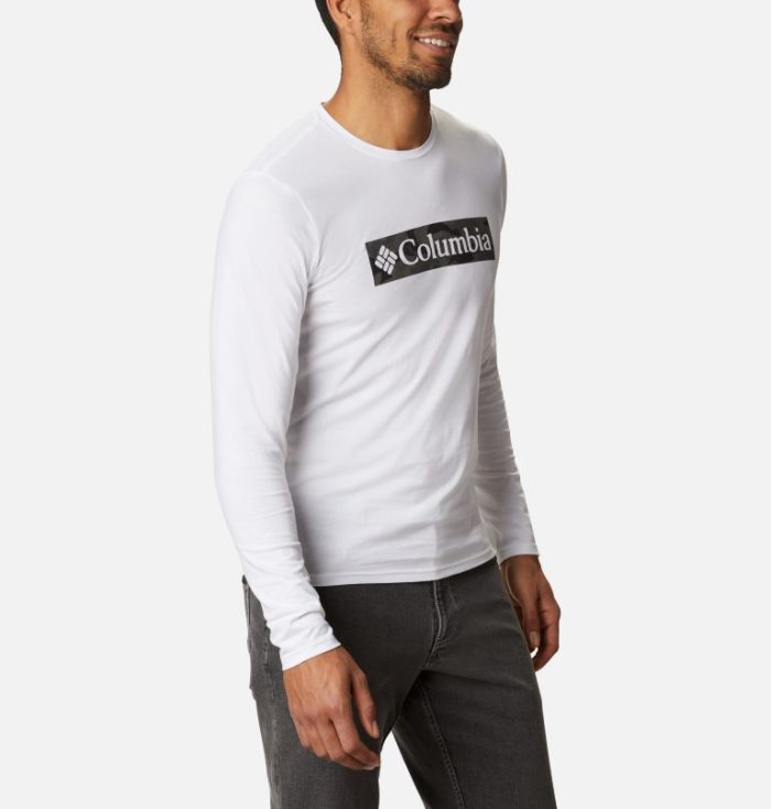 Camisetas Columbia Lookout Point™ Long Sleeve Gráficas T-Shirt Masculino Branco Camufladas Portugal | 111442-EW4R