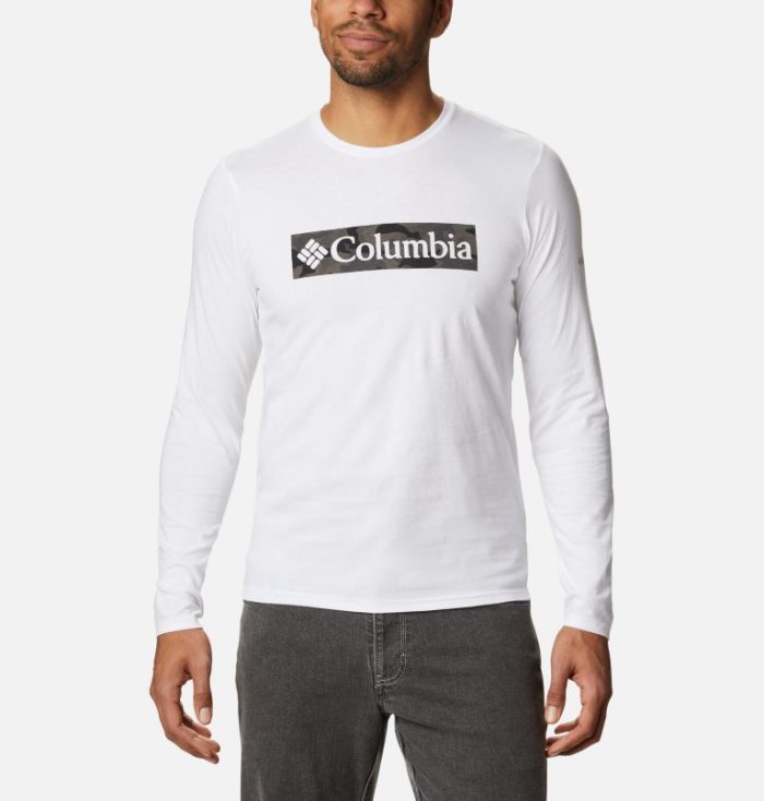 Camisetas Columbia Lookout Point™ Long Sleeve Gráficas T-Shirt Masculino Branco Camufladas Portugal | 111442-EW4R