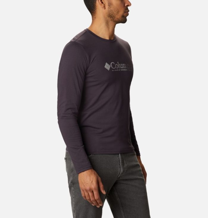 Camisetas Columbia Lookout Point™ Long Sleeve Gráficas T-Shirt Masculino Roxo Escuro Portugal | 155808-28IW