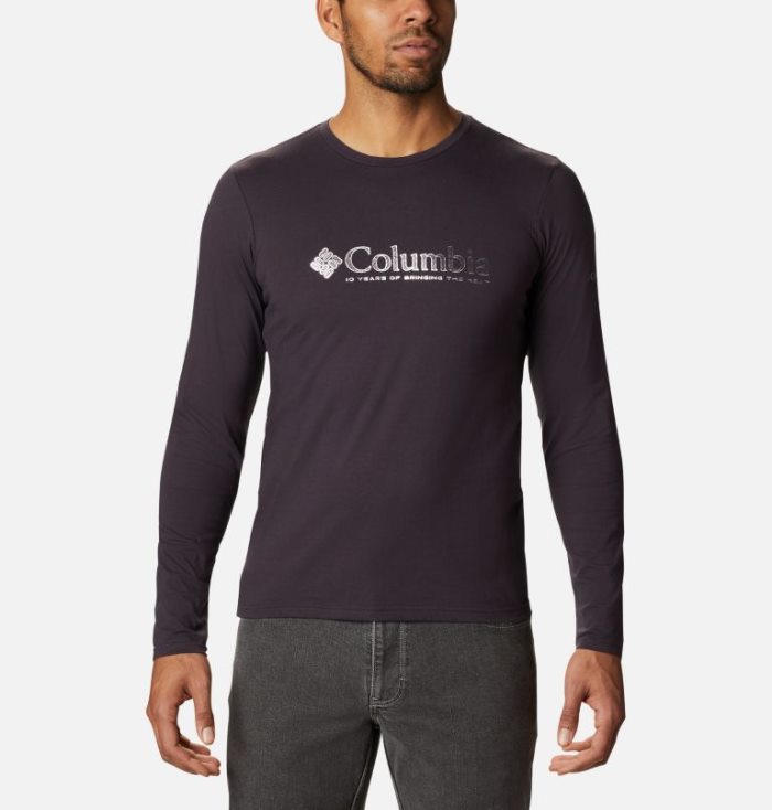 Camisetas Columbia Lookout Point™ Long Sleeve Gráficas T-Shirt Masculino Roxo Escuro Portugal | 155808-28IW