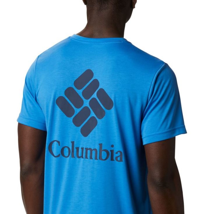 Camisetas Columbia Maxtrail Logo T-Shirt Masculino Azuis Escuro Portugal | 180909-CB3E