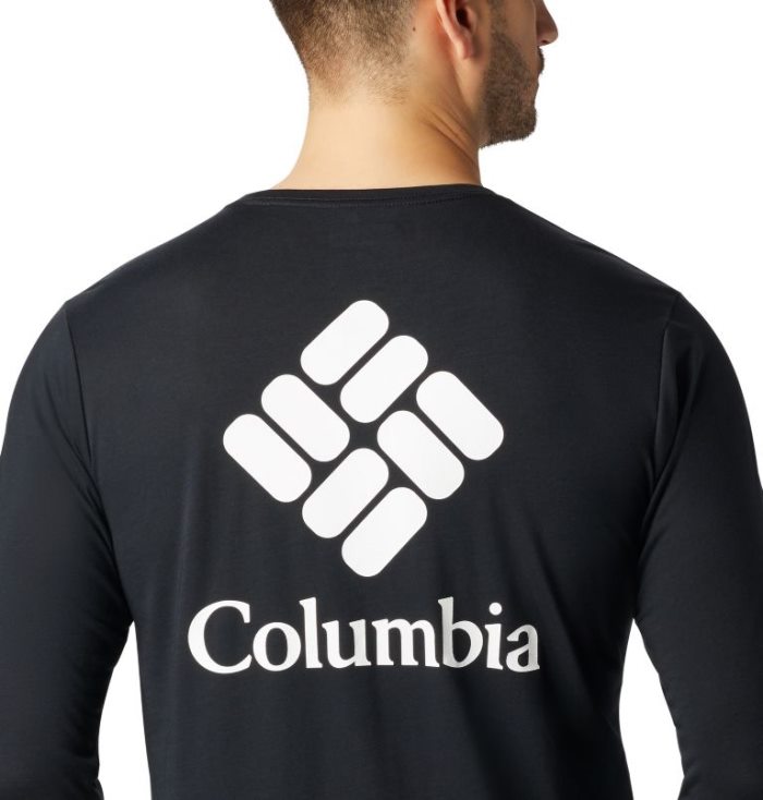 Camisetas Columbia Miller Valley™ Long Sleeve Gráficas T-Shirt Masculino Pretas Branco Portugal | 113714-WUV1