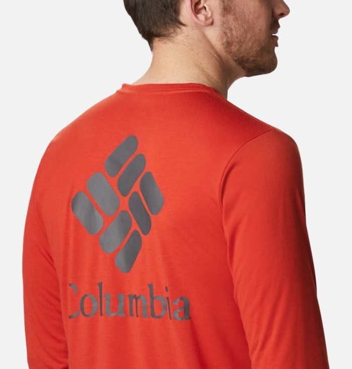 Camisetas Columbia Miller Valley™ Long Sleeve Gráficas T-Shirt Masculino Vermelhas Portugal | 171338-VFOK