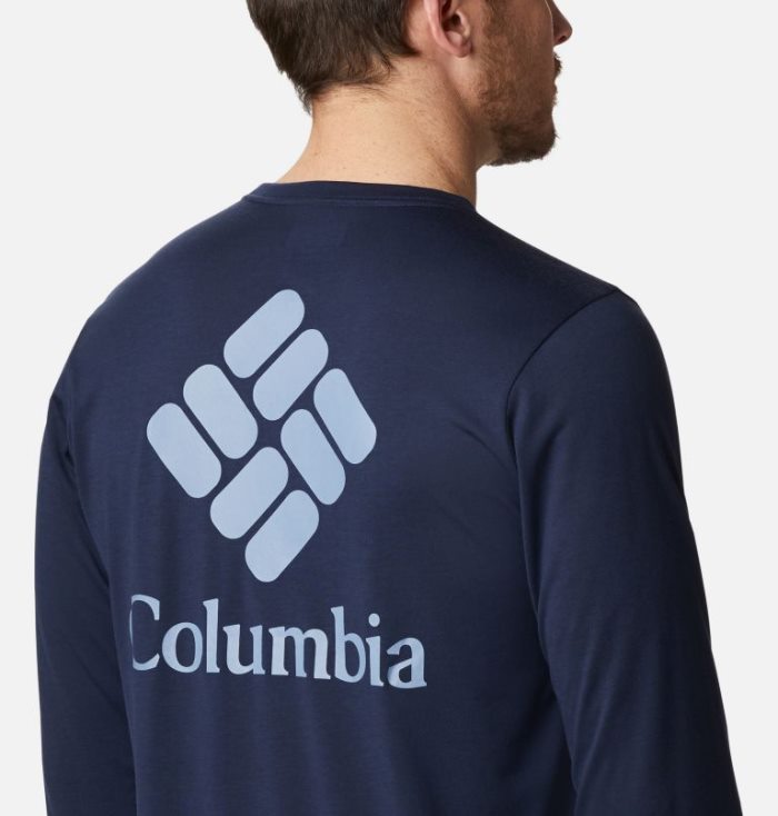 Camisetas Columbia Miller Valley™ Long Sleeve Gráficas T-Shirt Masculino Azul Marinho Portugal | 175680-Q1XS