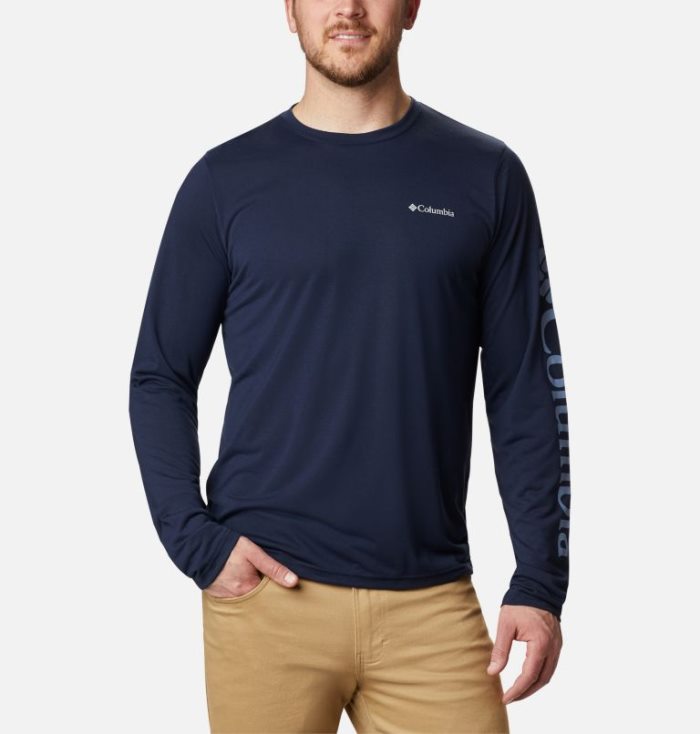 Camisetas Columbia Miller Valley™ Long Sleeve Gráficas T-Shirt Masculino Azul Marinho Portugal | 175680-Q1XS