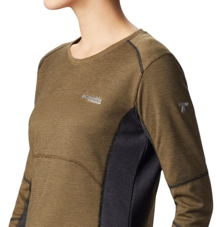 Camisetas Columbia Mount Defiance™ Long Sleeve Knit Shirt Feminino Verde Oliva Verdes Pretas Portugal | 159326-UA6F