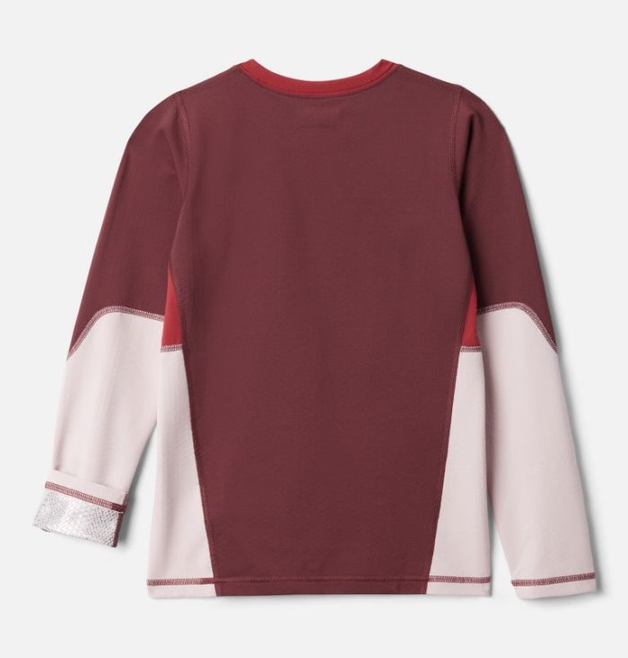 Camisetas Columbia Omni-Heat™ 3D Knit Crew Baselayer Shirt Criança Vermelhas Escuro Luz Rosa Vermelhas Portugal | 192548-M506