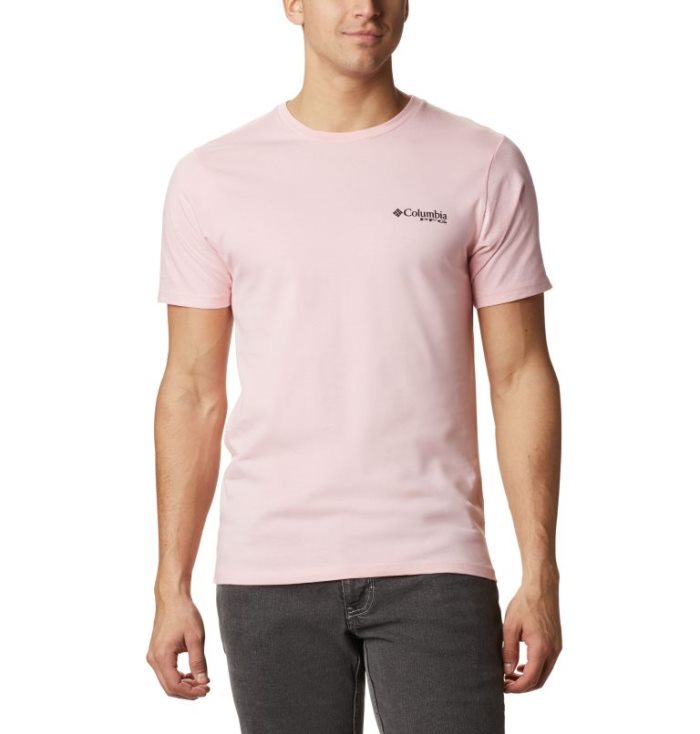 Camisetas Columbia PFG Cove T-Shirt Masculino Luz Rosa Portugal | 194350-7YIX