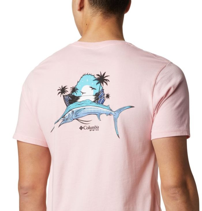 Camisetas Columbia PFG Cove T-Shirt Masculino Luz Rosa Portugal | 194350-7YIX