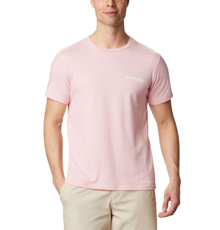 Camisetas Columbia PFG Crown T-Shirt Masculino Luz Rosa Portugal | 131896-XM3K