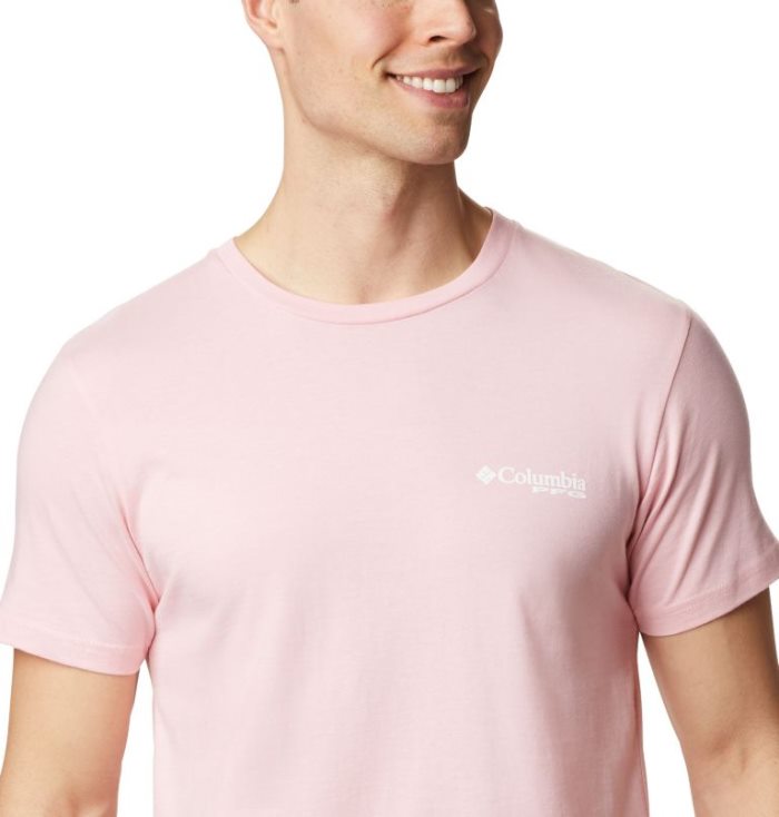 Camisetas Columbia PFG Crown T-Shirt Masculino Luz Rosa Portugal | 131896-XM3K