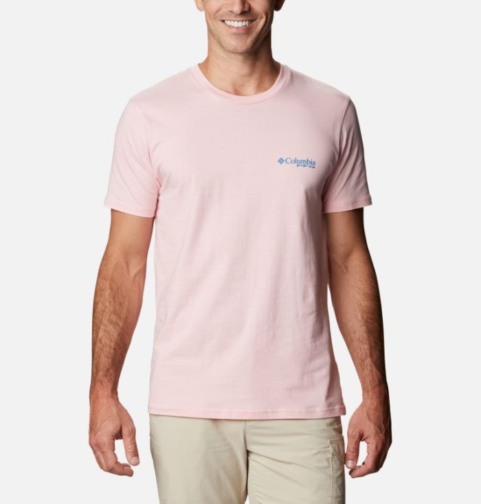 Camisetas Columbia PFG Eldo T-Shirt Masculino Luz Rosa Portugal | 186505-6ZJ2