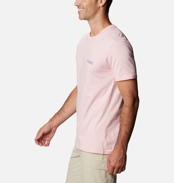 Camisetas Columbia PFG Eldo T-Shirt Masculino Luz Rosa Portugal | 186505-6ZJ2