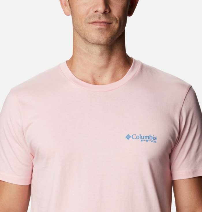 Camisetas Columbia PFG Eldo T-Shirt Masculino Luz Rosa Portugal | 186505-6ZJ2