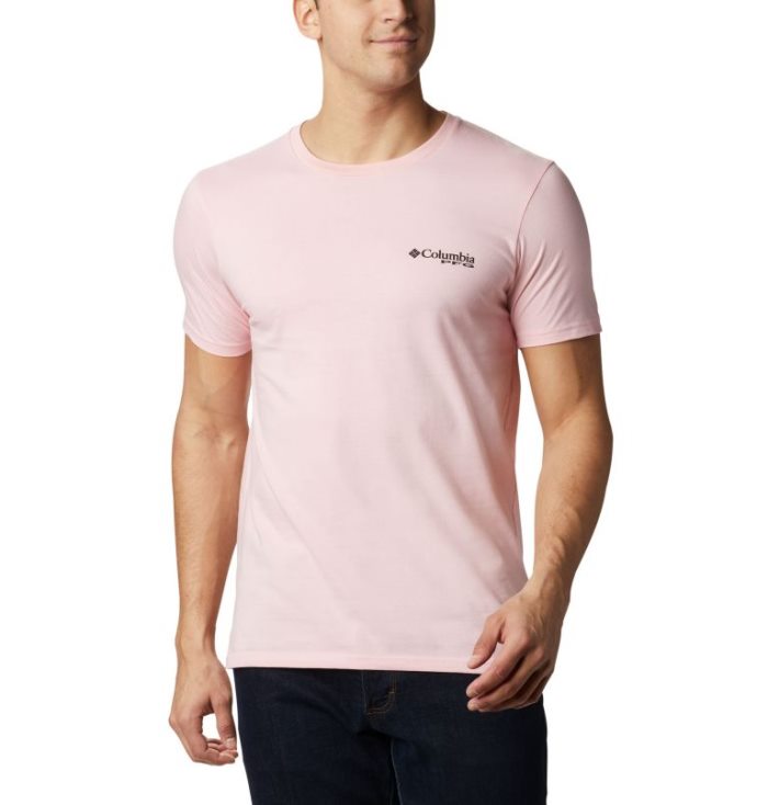 Camisetas Columbia PFG La Ment T-Shirt Masculino Luz Rosa Portugal | 181271-8HDO