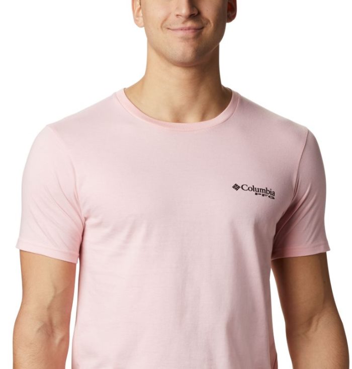 Camisetas Columbia PFG La Ment T-Shirt Masculino Luz Rosa Portugal | 181271-8HDO