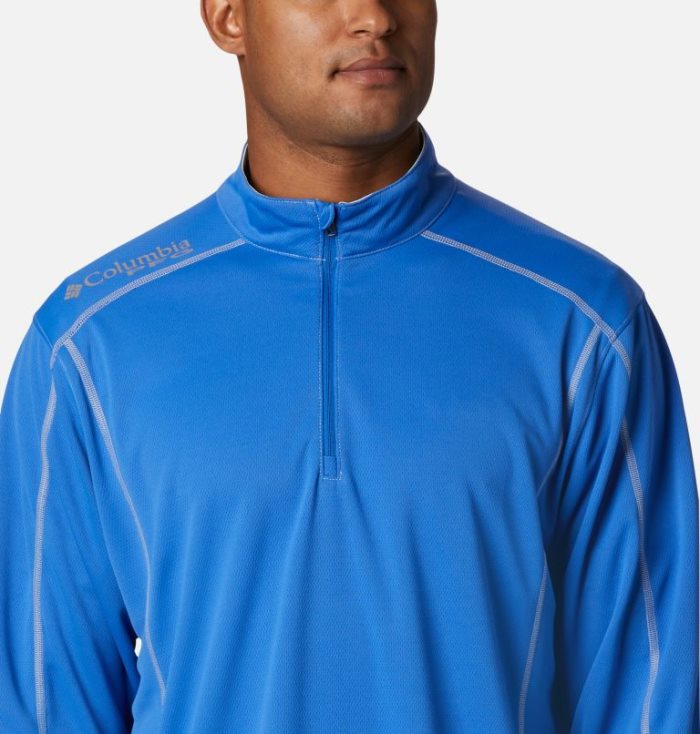 Camisetas Columbia PFG Low Drag™ 1/4 Zip Top Masculino Azuis Portugal | 149662-KV8T