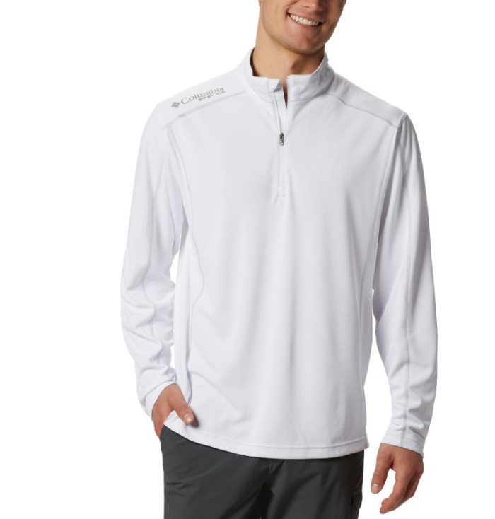 Camisetas Columbia PFG Low Drag™ 1/4 Zip Top Masculino Branco Portugal | 184904-LCIR