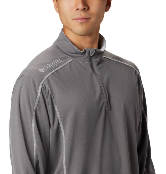 Camisetas Columbia PFG Low Drag™ 1/4 Zip Top Masculino Cinzentas Portugal | 190729-NHNF